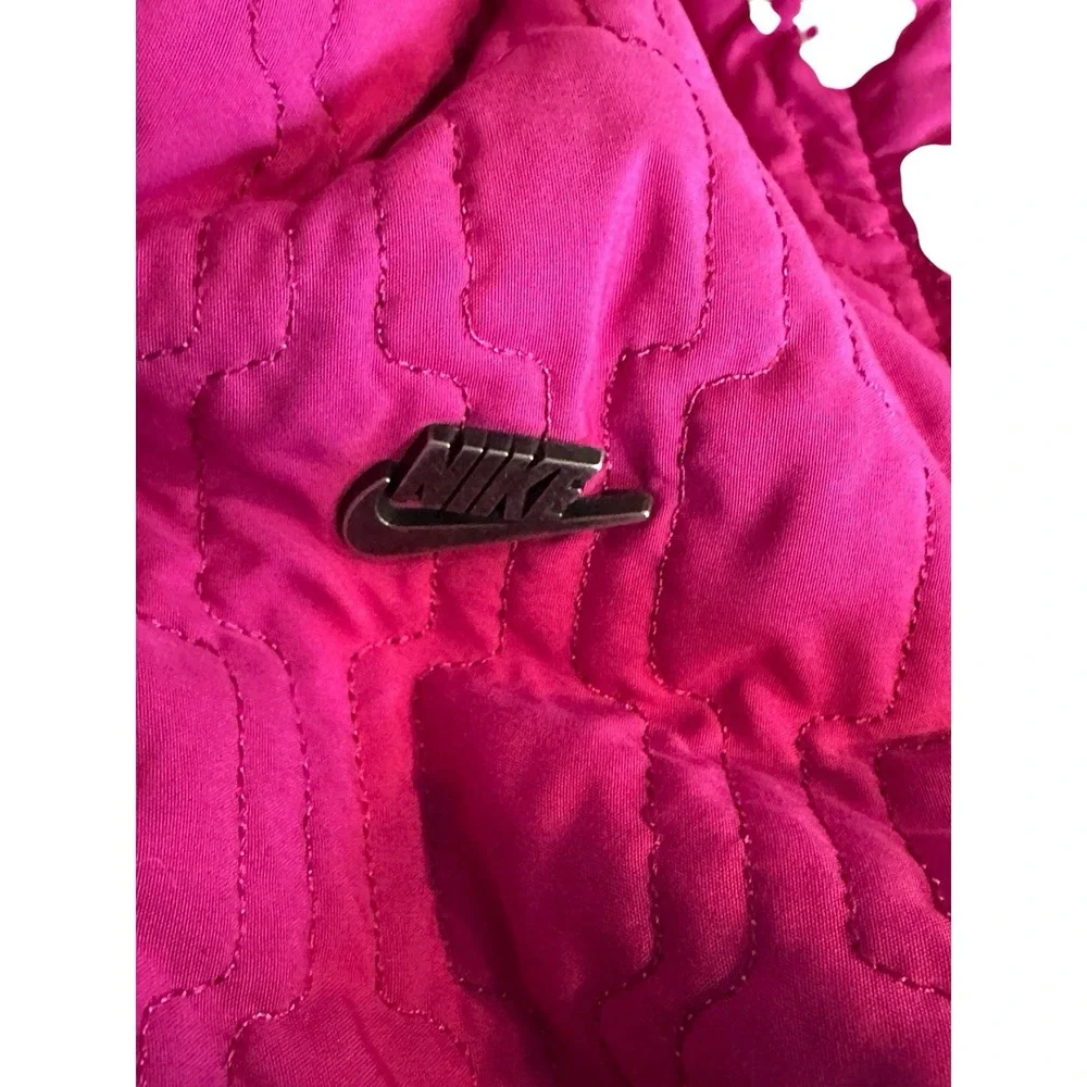 Nike Vest Women's Small (4-6) Pink Sleeveless High Collar‎ Faux Fur Zip Button